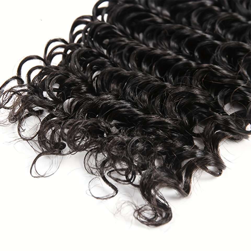 Wave 10-36 Inch Unprocessed Brazilian Virgin Deep Curly Bundles Deals Wet Wavy Real Human Hair Weave Soft Bouncy Can Be Dyed And Bleached Natural Blac