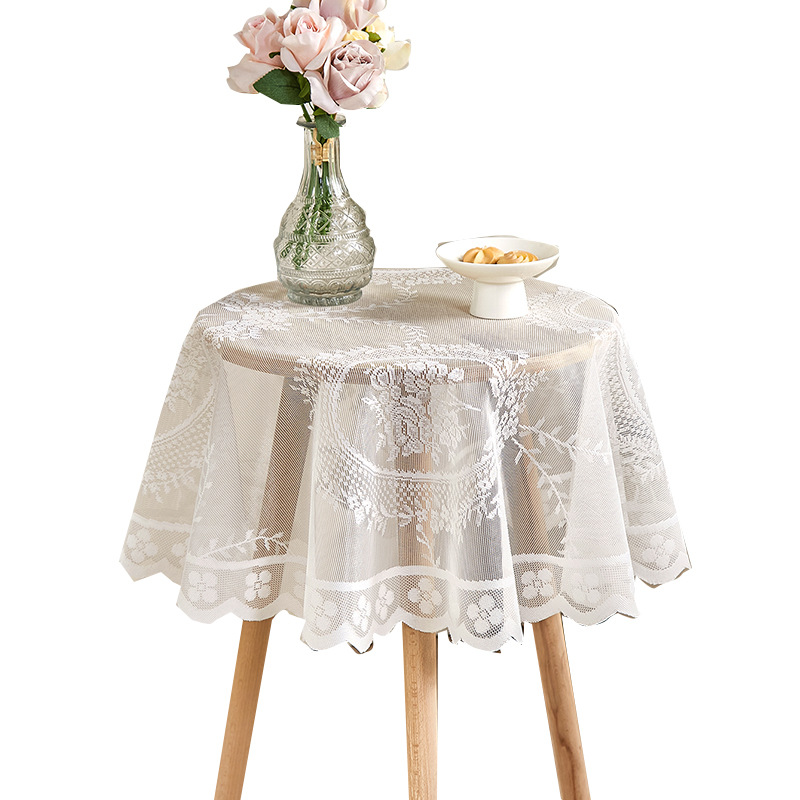 White lace tablecloth hollow retro small round table round table round white tablecloth cover coffee table tablecloth FHPZ01