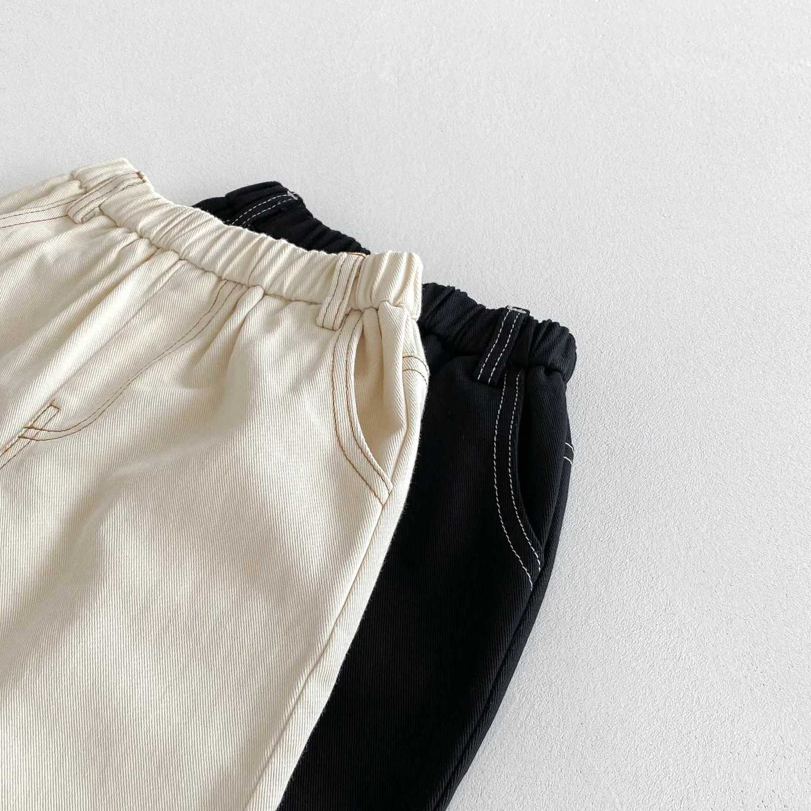 Solid Color Baby Boys Casual Pants Fashion Versatile Girls Jeans Kids Clothes 2025 Autumn New Children Loose Denim TrousersT251027