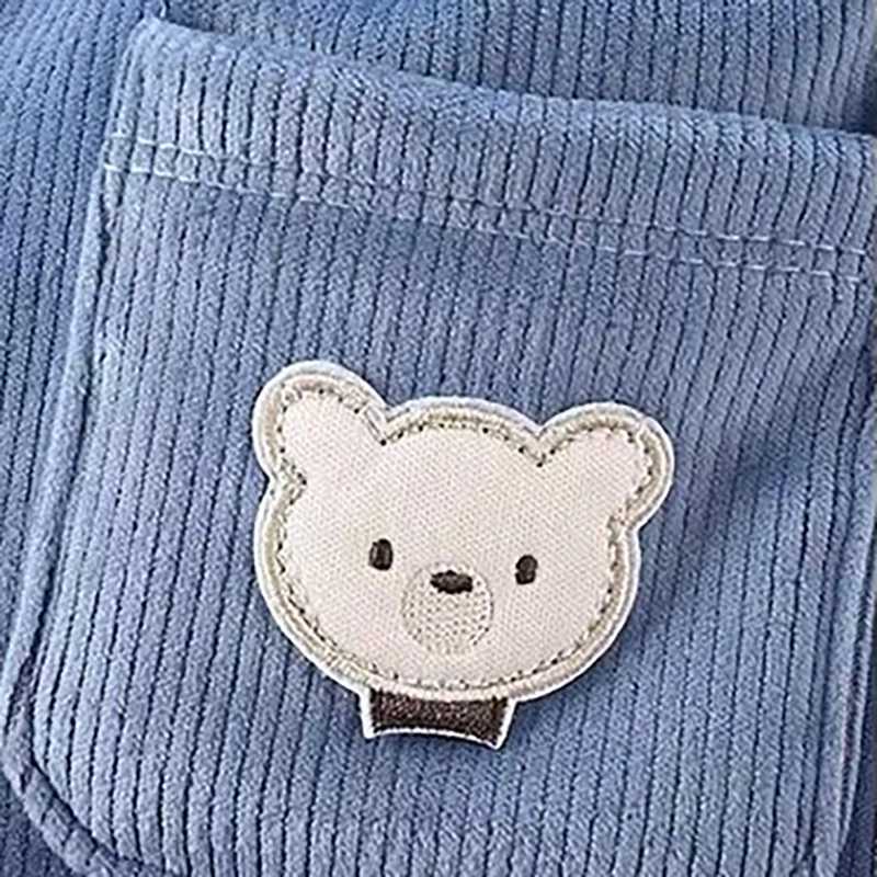 Winter Childrens Pants Thickened Fleece Lined Corduroy Trousers Cartoon Bear Embroidery Loose Fit Warm 17Y kidsPantsT251027