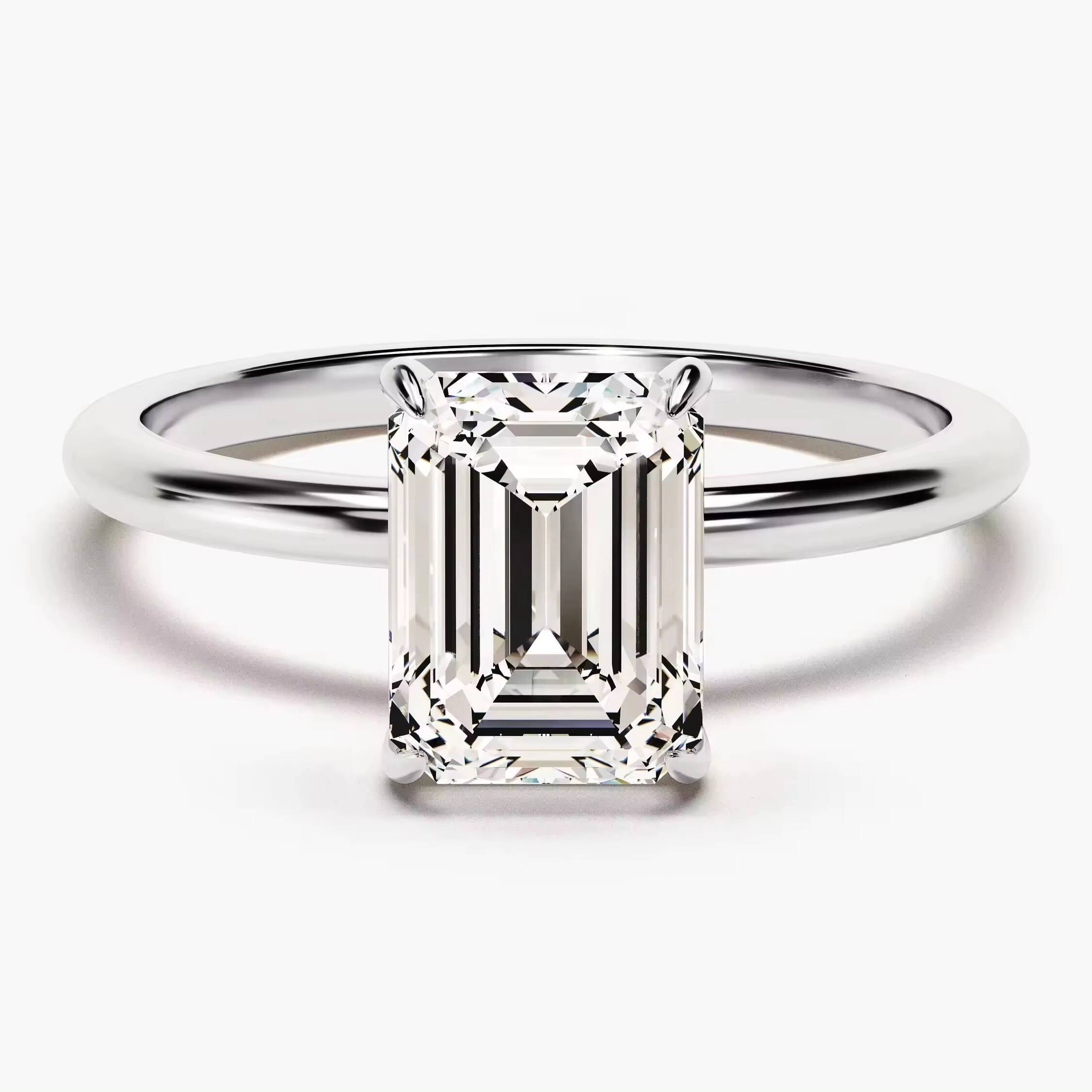 15 CT Emerald Cut Diamond Engagement Ring 14k 18k Gold Dainty Engagement Ring 4 Prong Solitaire Diamond Ring