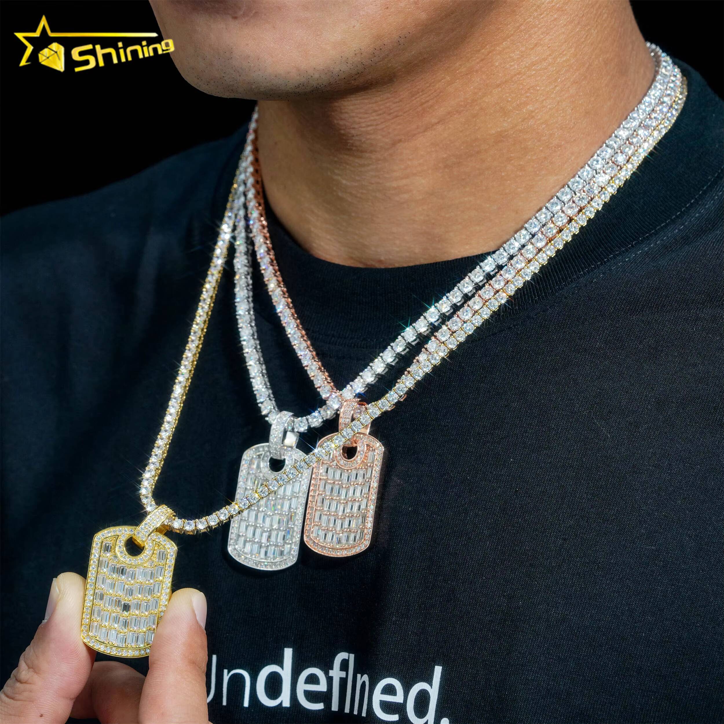 Iced Out Fine Jewelry 925 Sterling Silver Custom Hip Hop Luxury Gold Plated Vvs Moissanite Pendant