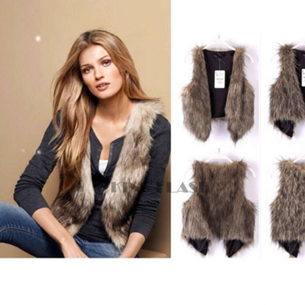 Color Vest Fox Faux Gradient Short Fur Women's Fashion