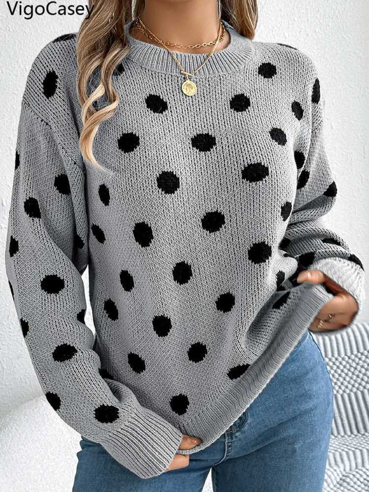 VigoCasey 2025 Winter Casual Patchwork Knitted Sweater Women O Neck Loose Pullover Autumn Lady Lantern Long Sleeve Warm JumperT251027