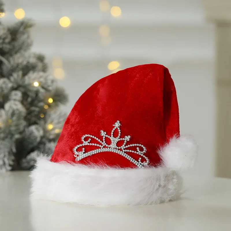 2025 New Pink Crown Christmas Hat For Holiday Dressing Up As An Adult Christmas Plush HatW251027