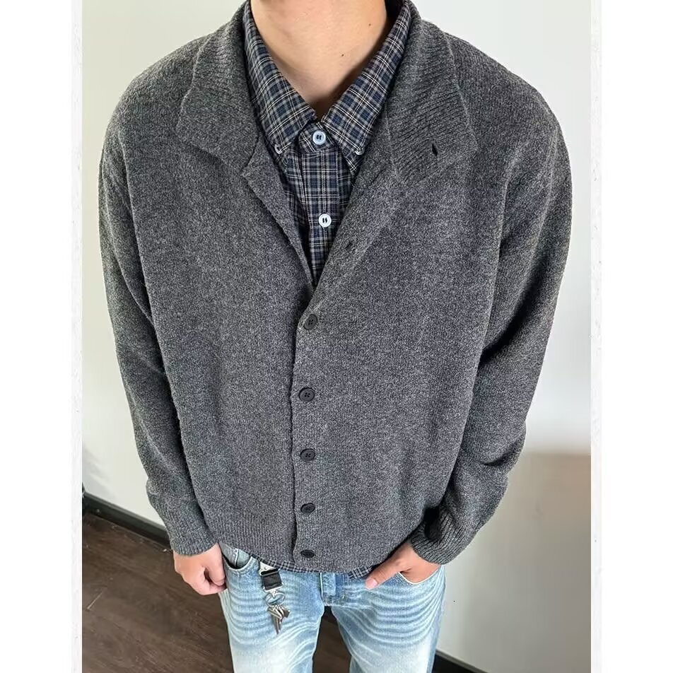 Korean Style Autumn Winter Half Turtleneck Cardigan Warm Sweater Men Designer Sweater New Old Money Style Versatile Casual Knitted Sweater Jacket