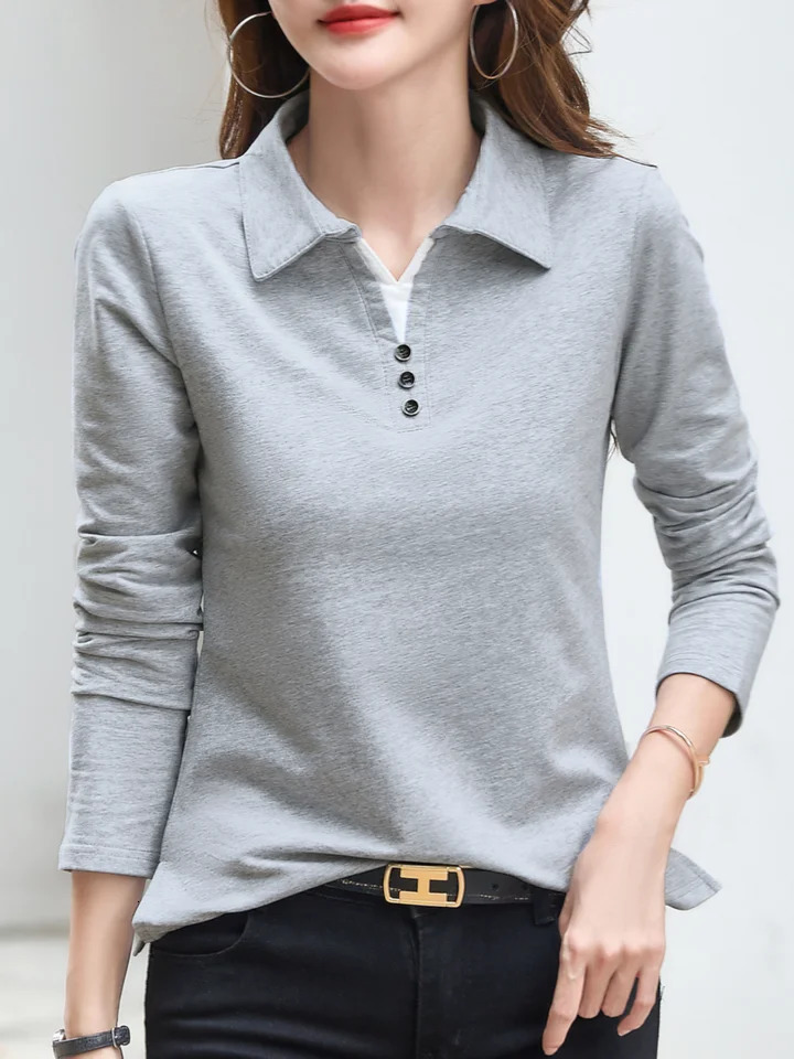 Womens solid color POLO shirt 251027