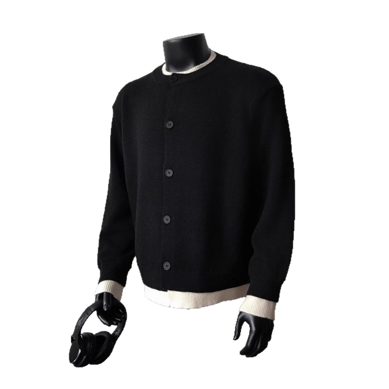 American College Style Fake Two-piece Cardigan Designer Sweater Men's Sweater Autumn Winter New Lazy Cleanfit Knitted Jacket