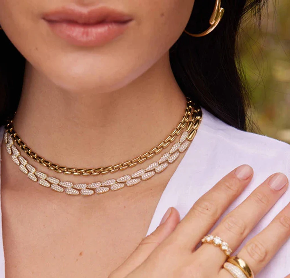 2025 New Arrivals Fashion Geometric Water Drop Shaped Necklace Paved Bling Cubic Zirconia Women Girl Party Wedding Jewelry