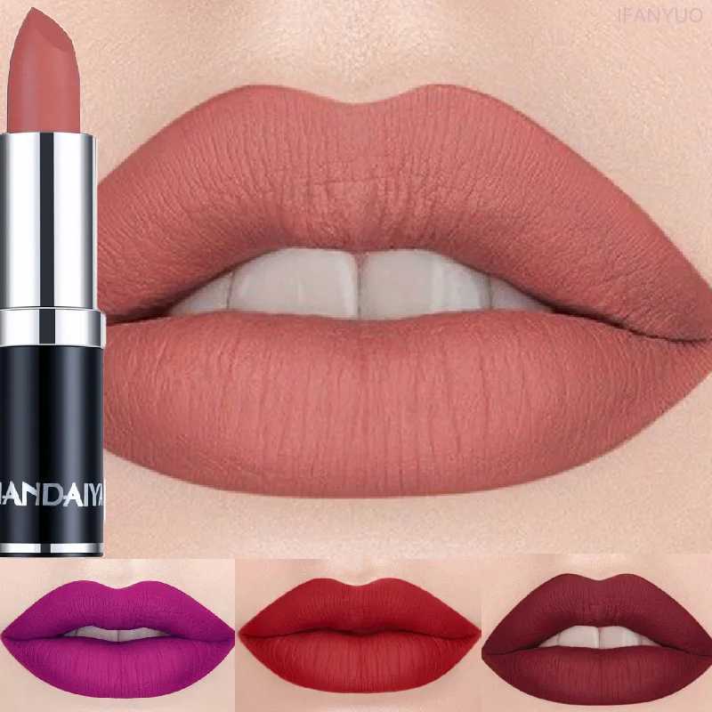 HANDAIYAN 2 Color Velvet Matte Lipstick Sexy Red Pink Lip Tint Nonstick Cup Lip Gloss Moisturizing High Pigment Lips Cosmetics W251027