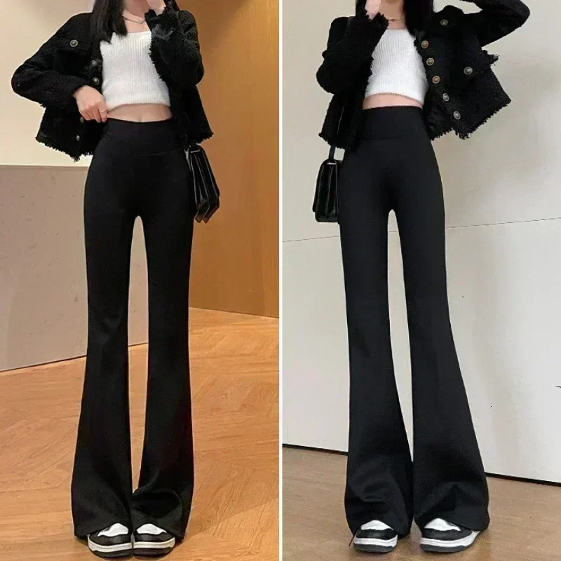 Fleece Thick Wide Leg Pants High Waist Yoga Sport Leggings Gym Fitness Tights Casual Streetwear Vintage Pantalon Femme 251027