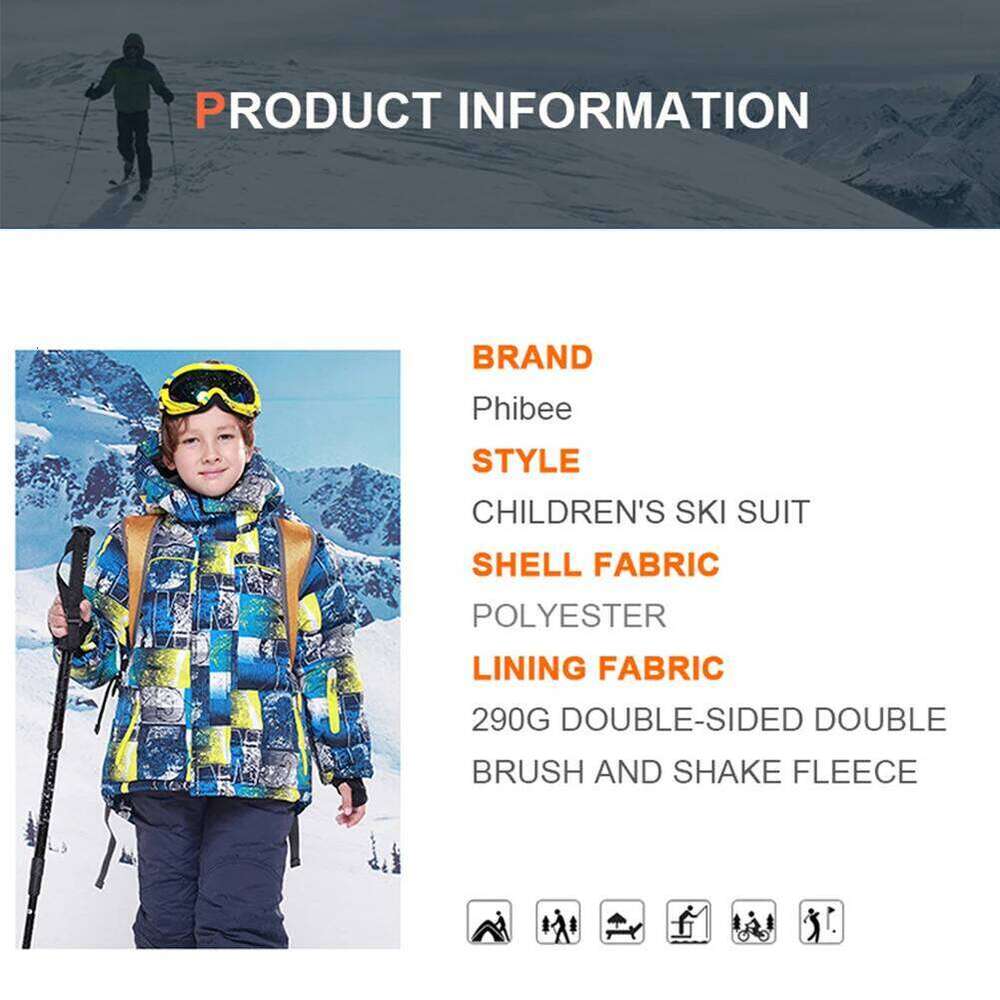Kids Ski Suits,Children's Snowwear Windproof Waterproof Warm Girls Boy Skiing Jacket Bib Pants Winter Snowboarding Suits Outfits
