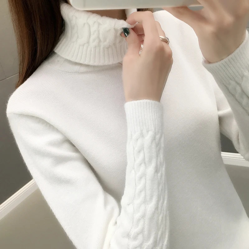 Women Sweater Turtleneck Pullovers Autumn Winter Sweaters 2025 Long Sleeves Thick Warm Female Sweater Khaki 251027