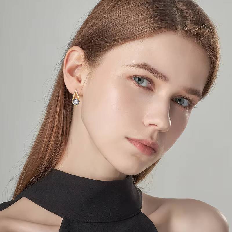 Lab Grown Diamond Earrings 925 Silver Moissanite Earrings VVS 925 Sterling Silver Round Cut 1ct Moissanite Earrings for Women