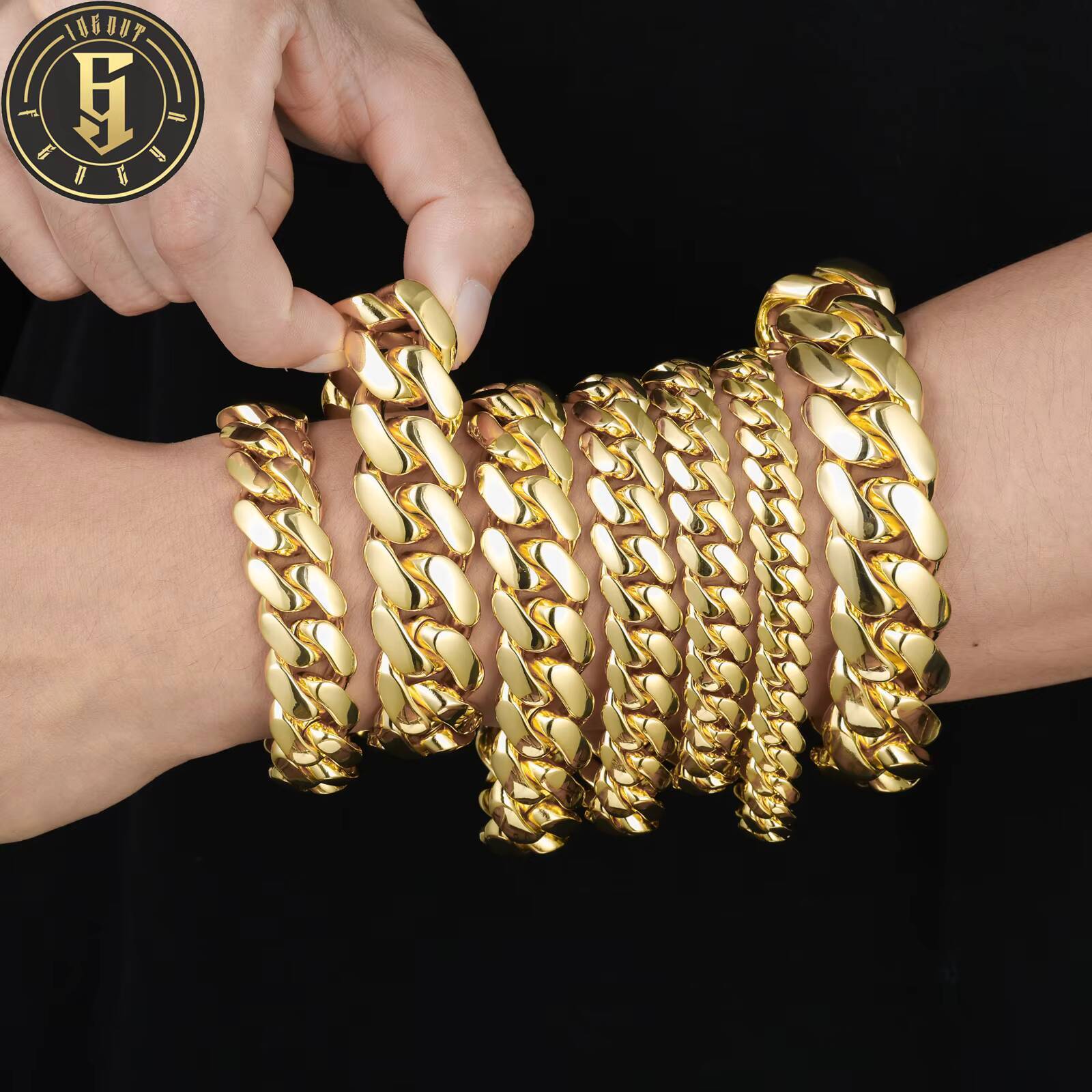 Cubana Luxury Wholesale Hip Hop Jewelry 14K 18K Gold Plated Miami Cuban Link Chain Bracelet Heavy Solid Custom Fashion Man Women