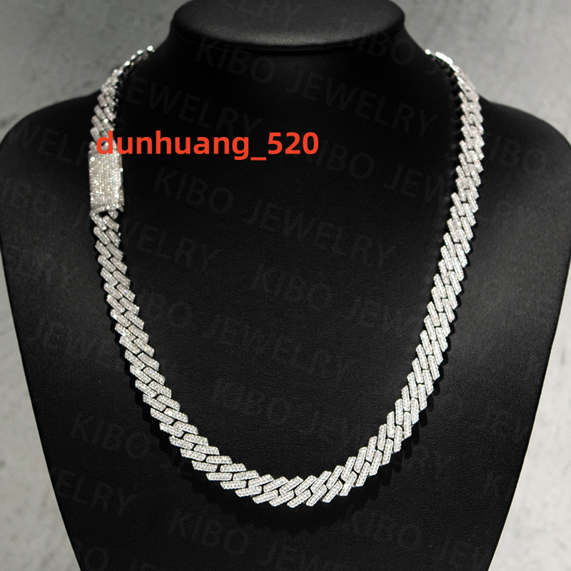 Best Rapper Jewelry Iced Out Necklace for Men 8mm 925 Sterling Silver Lab Diamond Moissanite Cuban Link Chain
