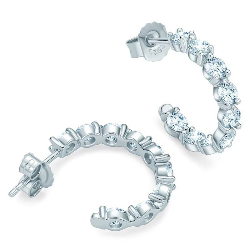 Moissanite Stud Earrings 925 Sterling Silver 3mm 01 CT Moissanite Fashion CShaped Stud Earrings for Women