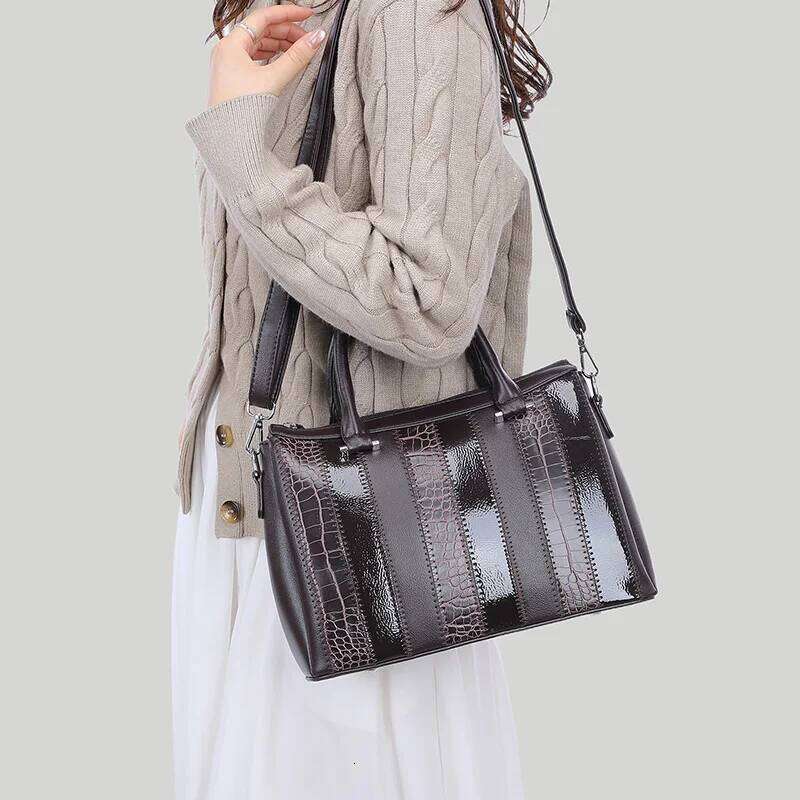 Fashion Striped PU Leather Women's Designer Brand Handbag Tote Bag Shoulder Bolsos Mujer Bags For Woman Sac De Luxe Femme