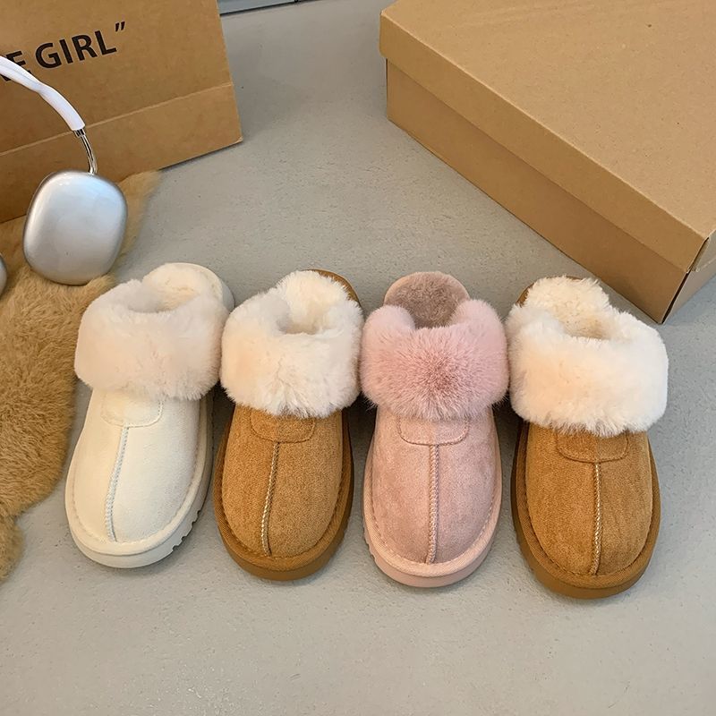 Free shipping Designer Multi-Color Plush-Lined Mules with Cute Detail Daily Occasion Wear Fashion Stylish Versatile Trendy Slippers
