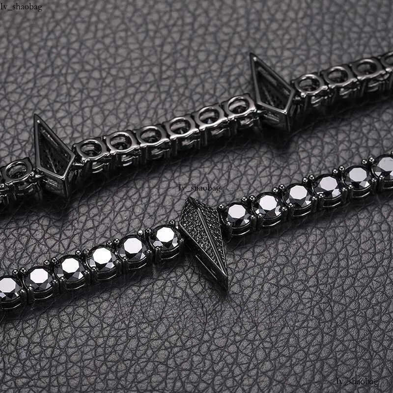 Luster Fine Sterling Sier 5mm Synthetic Dias Chain Wakanda Panther Style Round Black Moissanite Necklace aaa