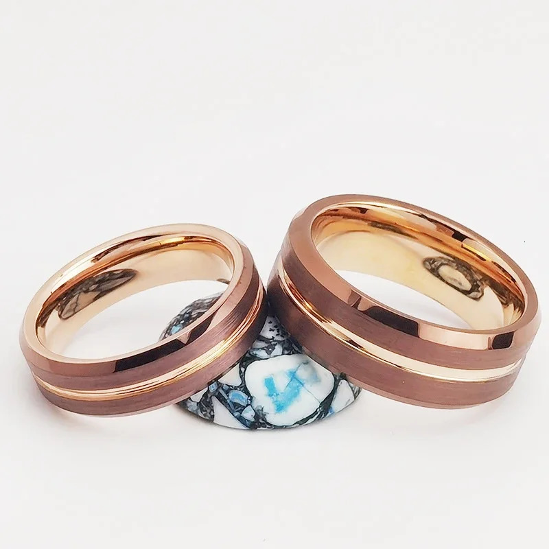 Tigrade 6mm 8mm Tungsten Rings for Men Women Rose Gold Color Groove Brushed Wedding Band Engagement Couple Ring Comfort 251023