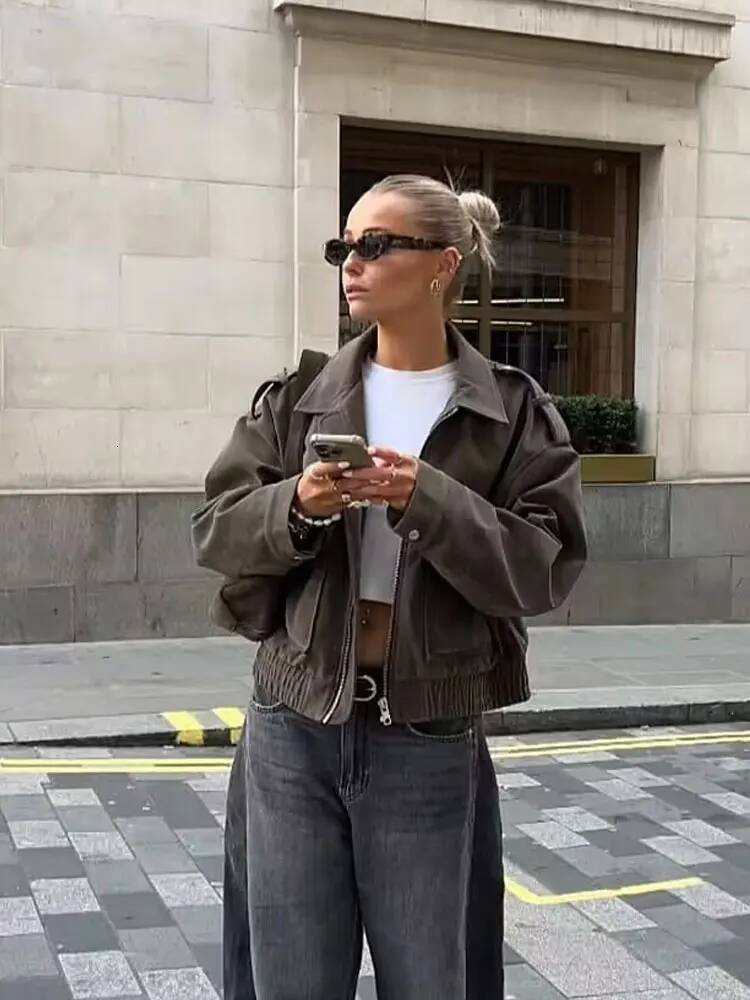 winter jacket women HH 2025 Autumn Female Suede Coat Long Sleeves Trendy Zipper With Pockets Causal Solid Lapel Jackets Women's Vintage Outerwear