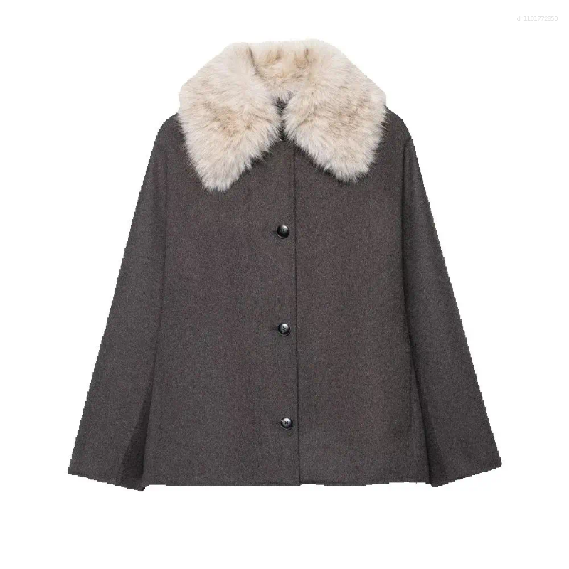 Women's Jackets Knitted Loose Jacket With Collar Long Sleeve Button Pocket Autumn And Winter Fashionable