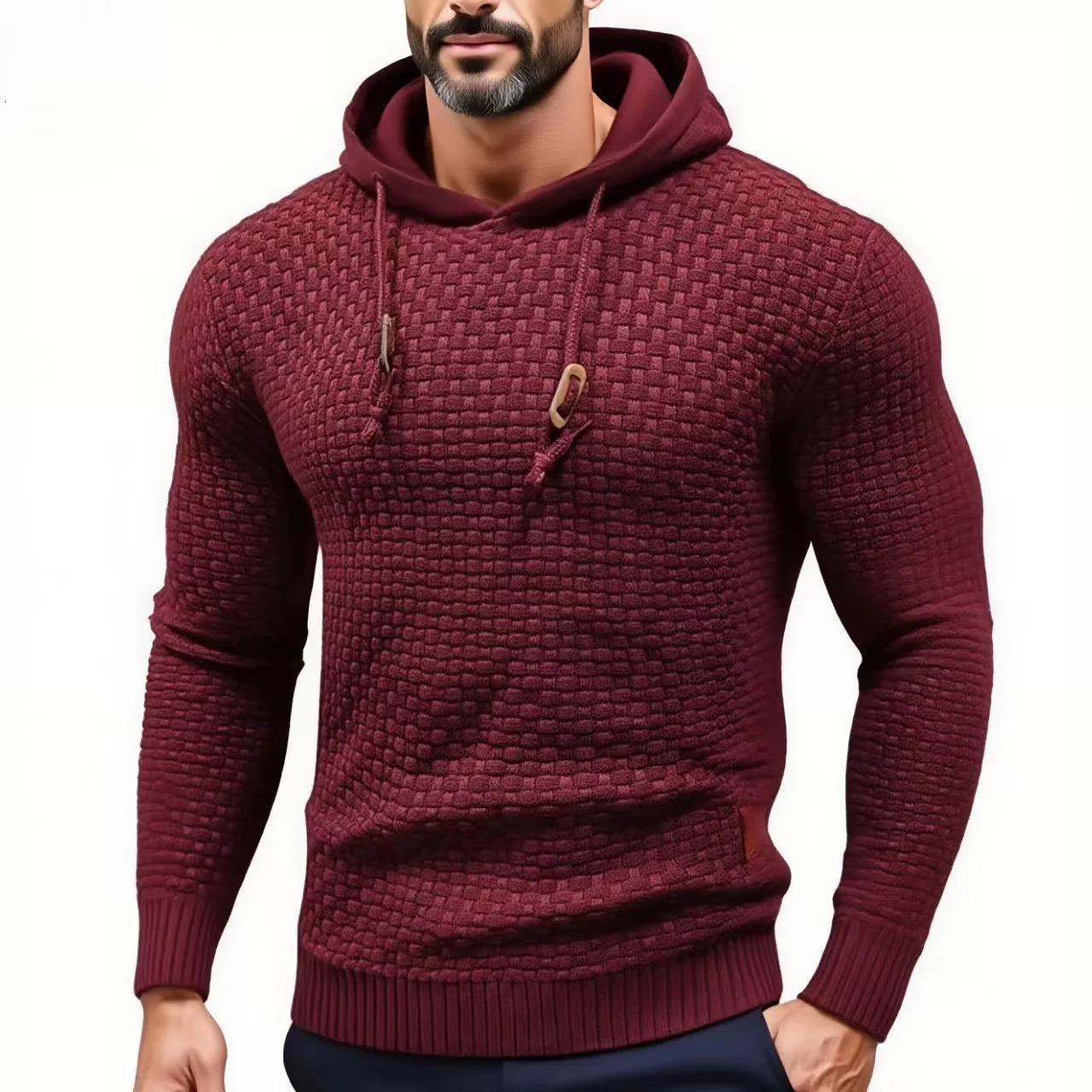 2025 Fashion Sports and Casual Style Mens Hooded Sweater Pullover Knit MultiColor 251016