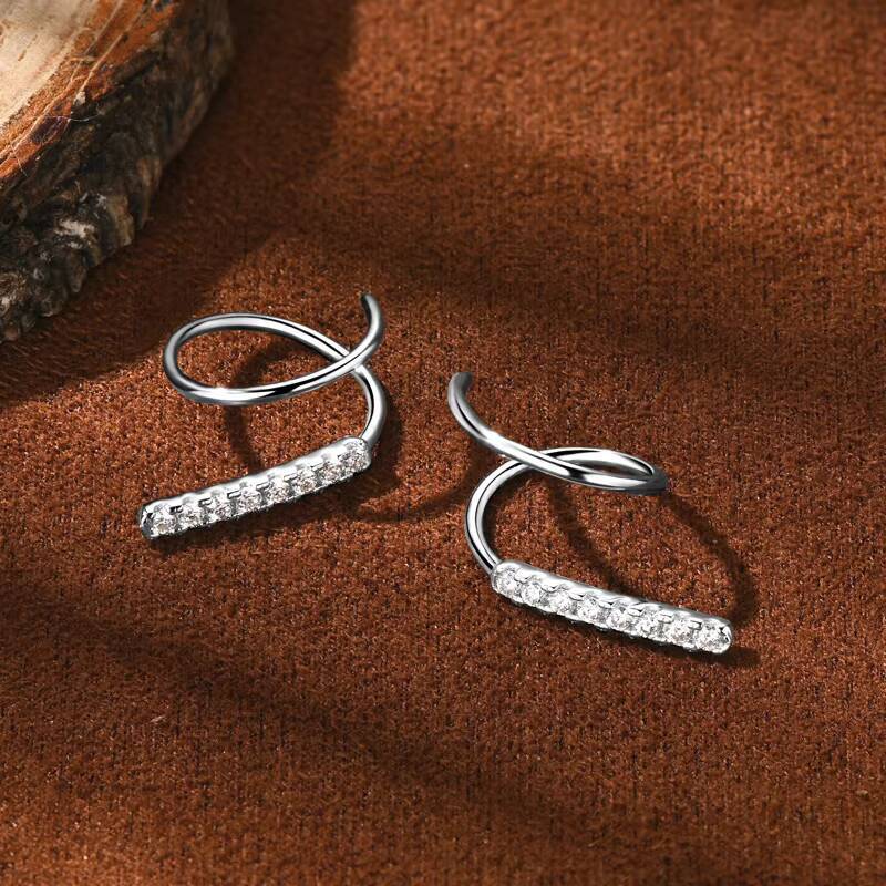 15mm Moissanite Twist Earrings 925 Sterling Silver Stud Earring for Women Girls Simple Cartilage Piercing Jewelry Gift