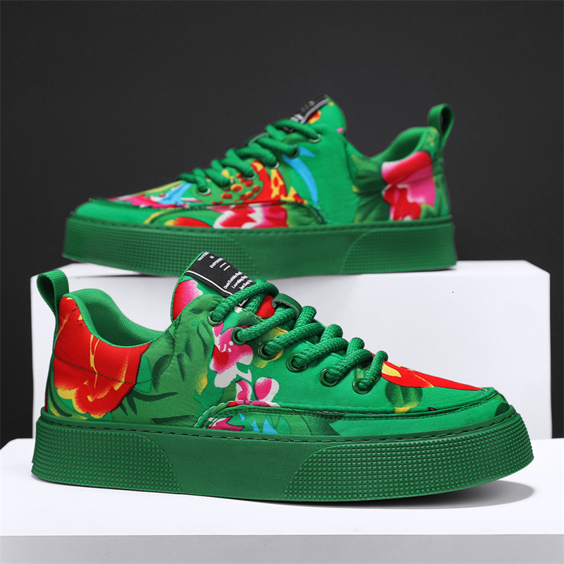Northeast Large Floral Fabric Men's Shoes 2025 New Style Fashionable Trendy And Personalized Sporty Casual Shoes