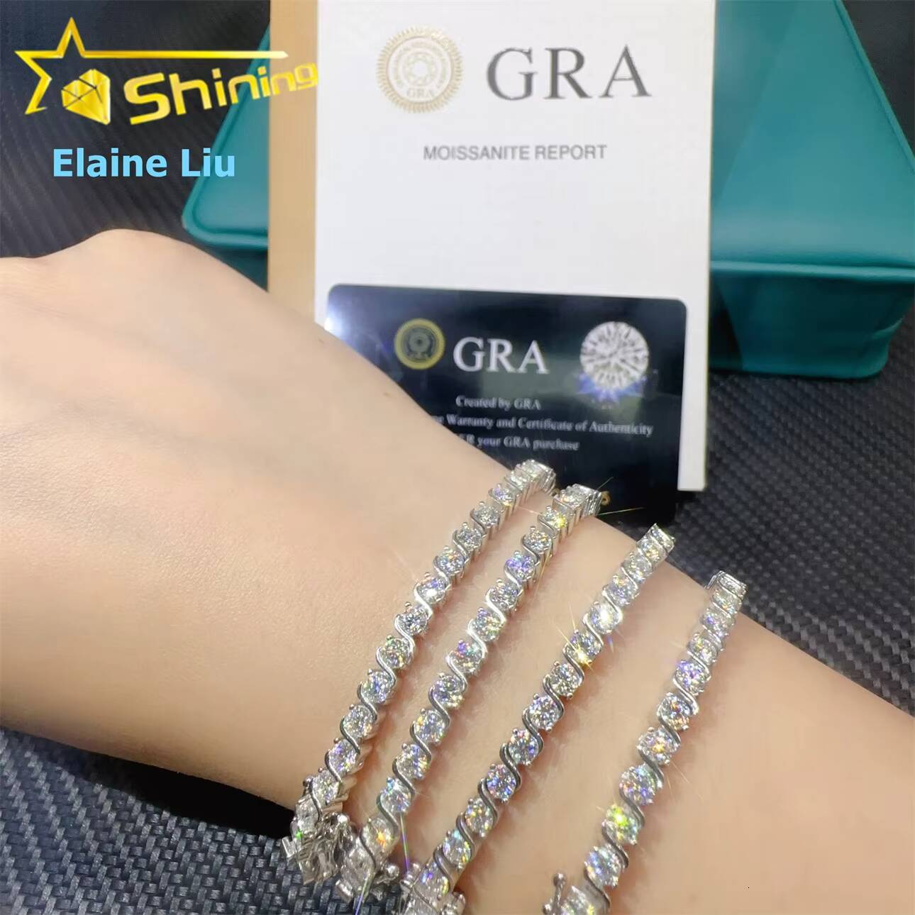 GRA Certificated Custom Hip Hop Fine Jewelry VVS Moissanite Bracelet Silver 925 Pass Diamond Tester Tennis Chain Bracelet