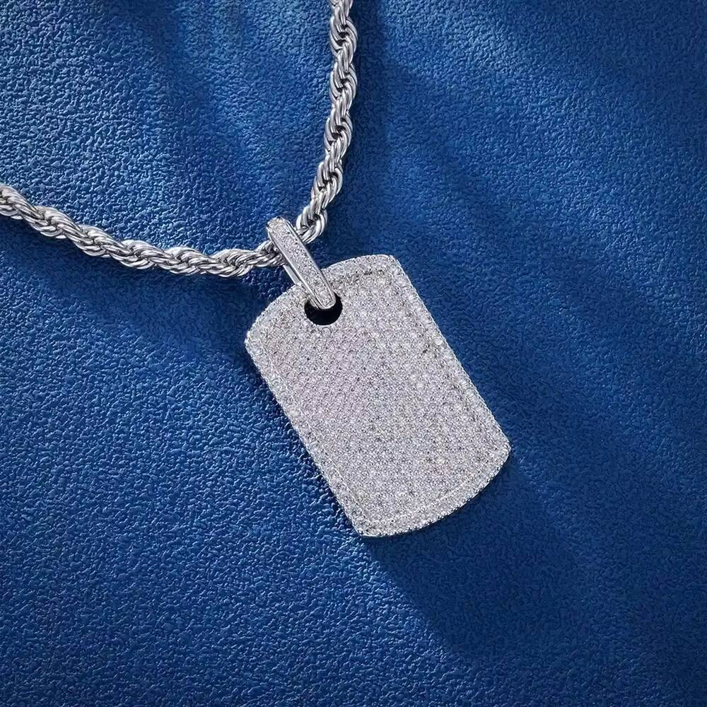 Popular Hiphop Jewelry Fully VVS Moissanite Sterling Silver 925 Dog Tag Iced Out Pendant