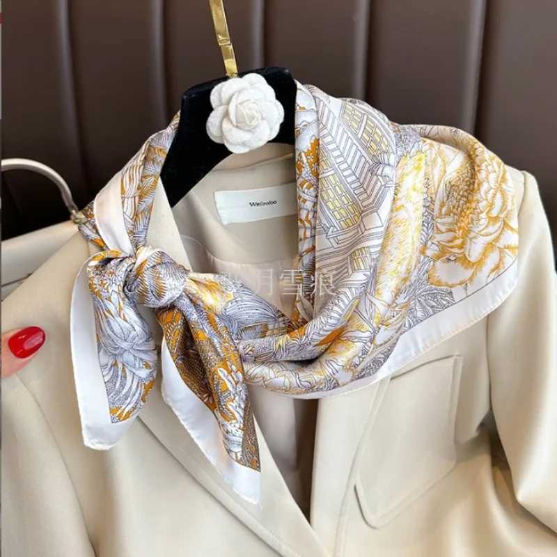 68cm Retro Flower Print Scarf Wens Spring and Summer Thin Imitation Silk Scarf Fashion Versati scarf ShawlW251027