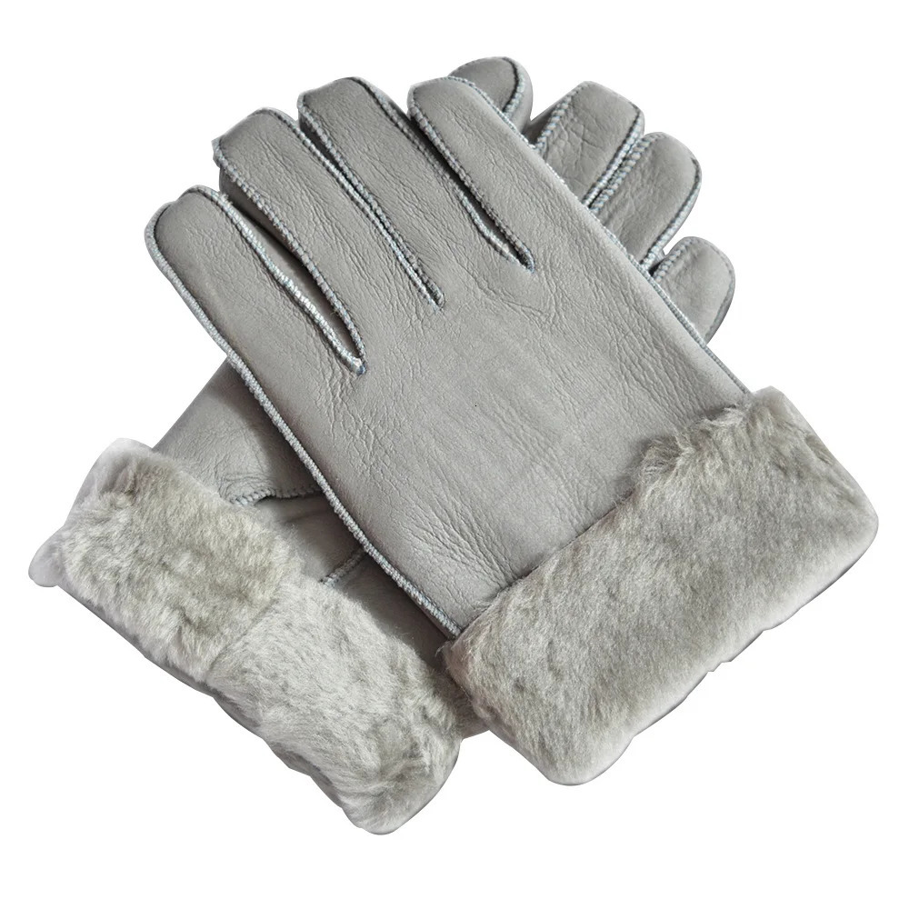 Sheepskin Gloves for Men Winter Warmth Leather with Fur Thicken Outdoor Windproof Cycling Gloves Mens Sheepskin Fur 251024