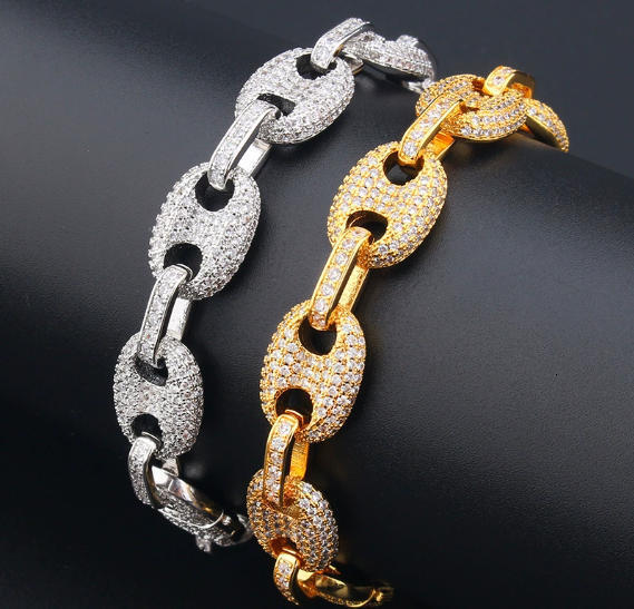 Pig Nose Moissanite Cuban Necklace Moissanite Cuban Link Chain Hip Hop Jewelry 18k Gold Plated Necklace 925 Silver Chain