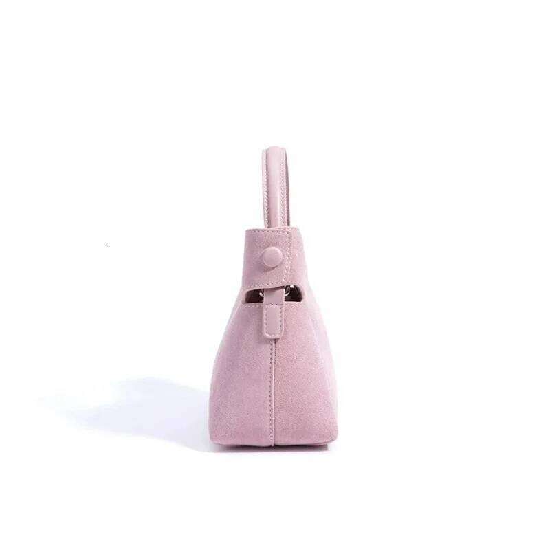 Exquisite And Unique Design Handbag Simple Style Green Orange Color Small Tote Matte Real Suede Cow Leather Women Shoulder Bag