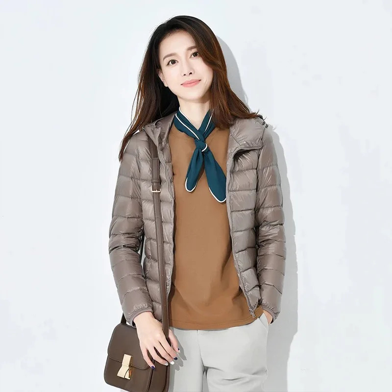 Ladies 2025 Short Light and Thin Thickened Warm Slim White Duck Down Fashion Jacket 251015