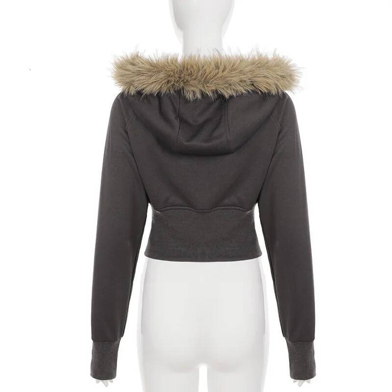 winter jacket women New Autumn Winter Hooded Jackets Fashion Women Long Sleeve Slim Y2K Zipper Vintage Coats High Street Fleece Pocket Outwear