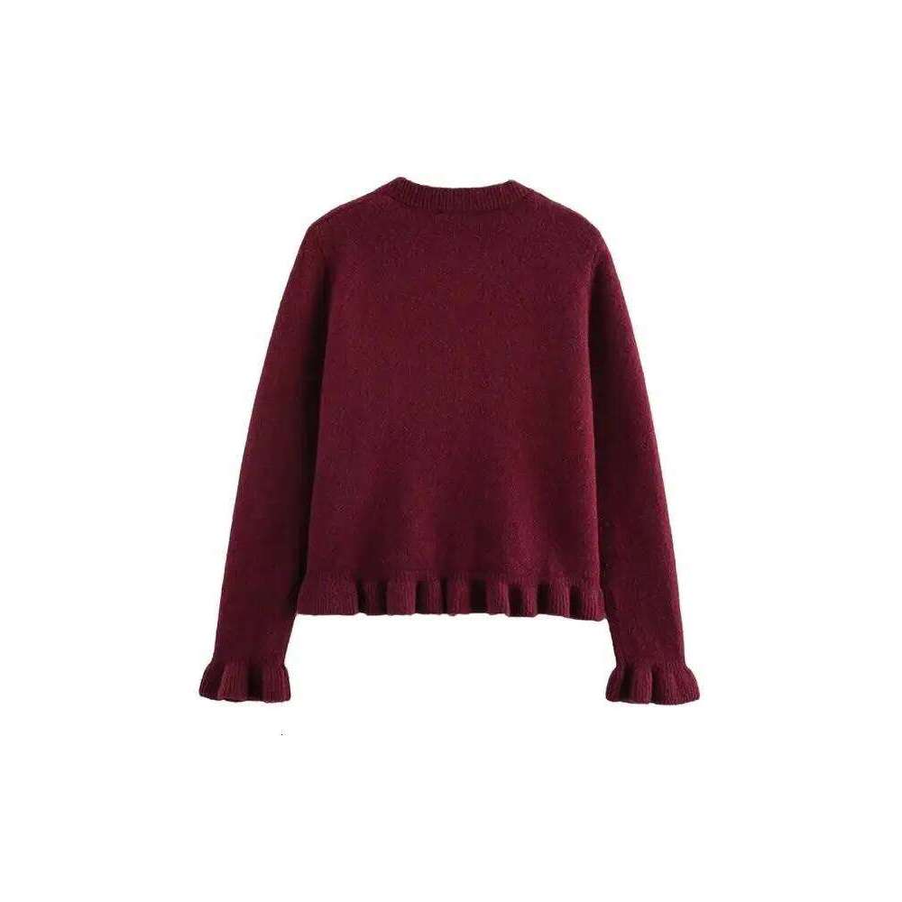 Women's Ruffled Knit Cardigan Sweater O-Neck Long Sleeve Chic Top With Front Buttons Fashion Outerwear Women Sweater Designer Sweater Women