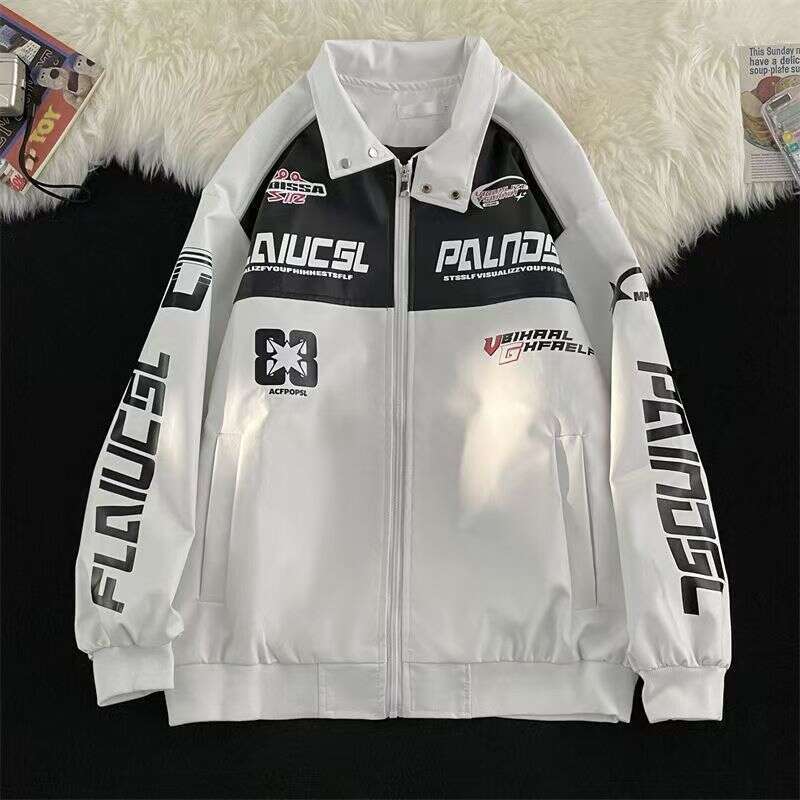 American Style Motorcycle Racing Suit for Men Winter High-end Cool Baseball Riding PU Leather Jacket