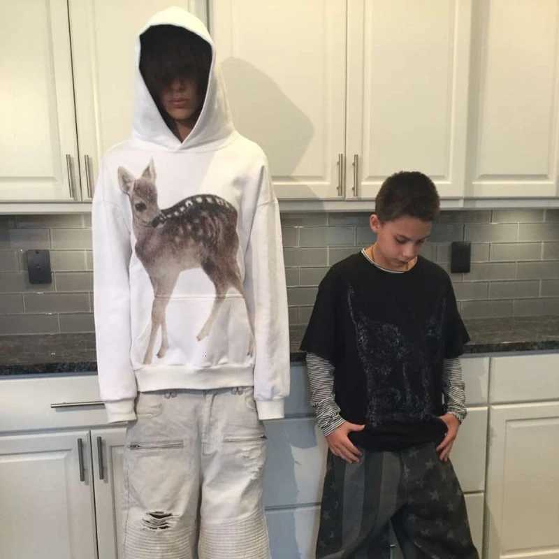 Y2K Vintage Deer Pure White Hoodies Women Fabric Sweatshirt Men Women Fashion Simple Streetwear Unisex Oversized Hoodie Clothing W251027