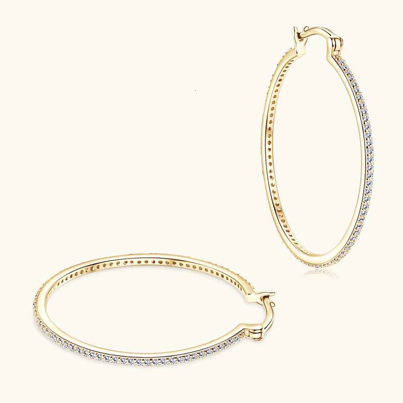 30mm 40mm Hoops Fashion Big Large Hoop Earrings 925 Sterling Silver Full Round Cut Moissanite Earrings for Women