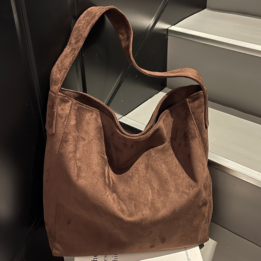 Elegant Retro-Inspired Suede Carrier Bag - Versatile Handbag for Everyday Needs