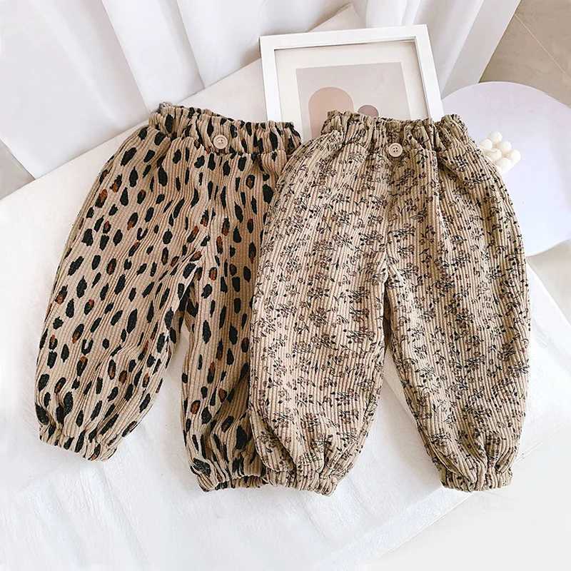 Toddler Kids Corduroy Pants Fleece Lined Leopard Floral Harem Trousers Warm Casual Pants for 18 Y Boys Junior Girls ClothingT251027