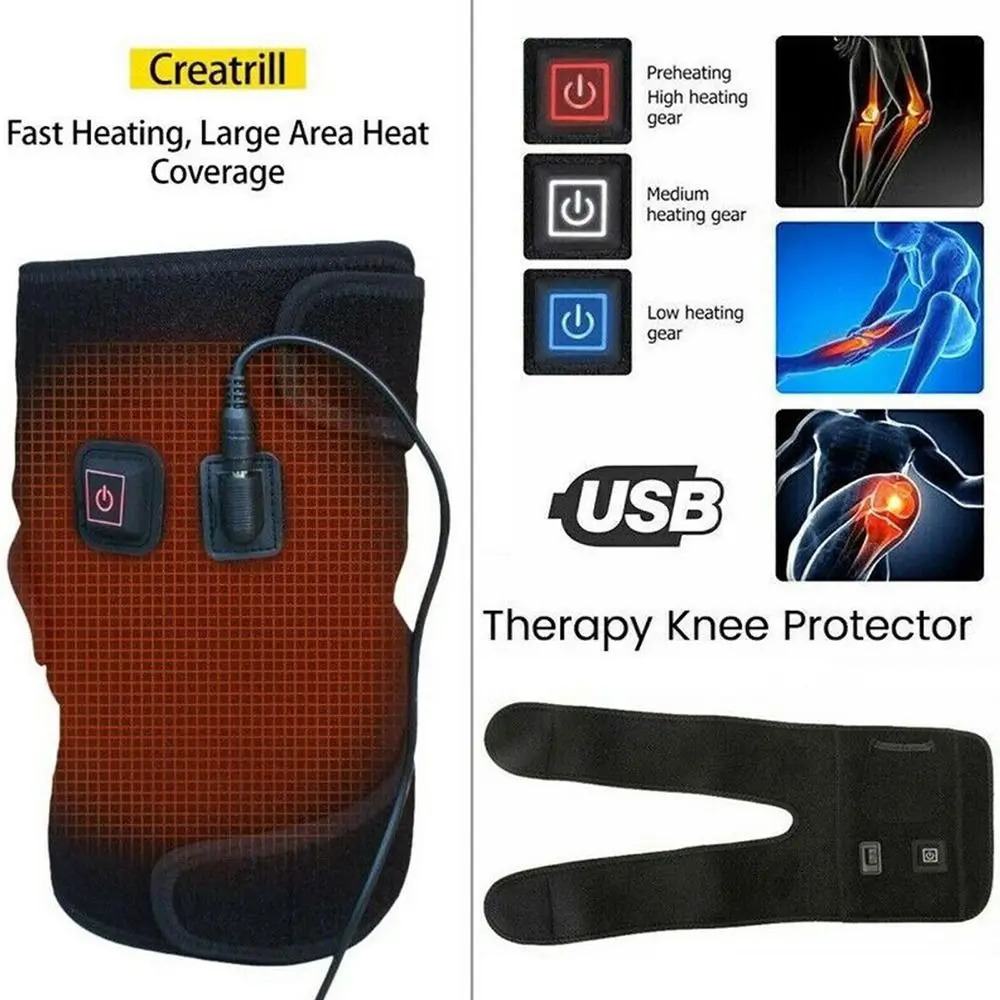 Useful Electric Heated Knee Pads Warm Therapy Pain Relief Arthritis Brace Compress Shin Guard Leg Wrap Belt Men Women 251023