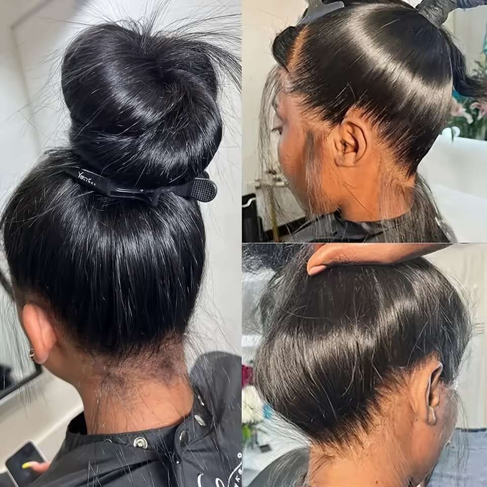 Women's Brazilian Human Black, High Density 200% Pre-Plucked Hairline Bleached Baby Hair, Breathable Lightweight Free Parting Brown/Blonde/Black 