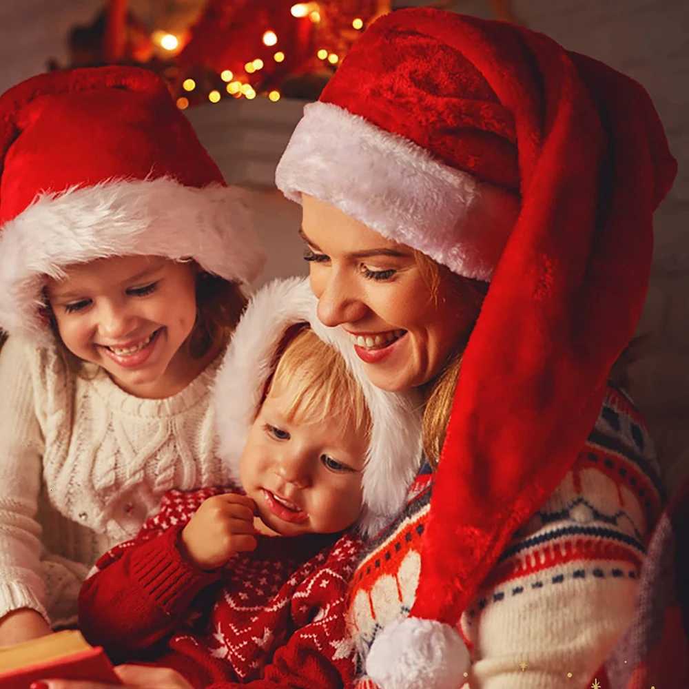 75cm Long Christmas Hat Plush Santa Claus Hat for Adults and Kids Xams New Year Gift Festive Party Supplies Christmas DecorationW251027