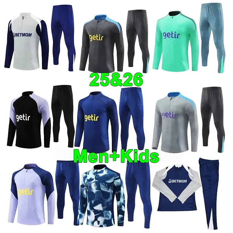 2025 2026 spures soccer tracksuits football training suit 2025/26 spures Long sleeved tracksuit Tottenham jogging kit chandal futbol survetement foot sets men Kids