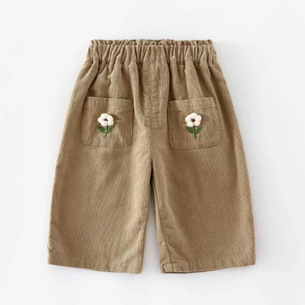 Girl Pants Cotton Flower Embroidery Autumn Winter Children Clothing Straight Toddler Trousers For SchoolT251027