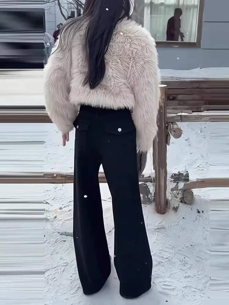 Casual Jeans Flare Pants High Waist Black Wide Leg Trousers Loose Fit Autumn Winter Style Straight Long for Women 251027